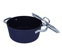 ARCOS Série Samoa Casserole Anti-adhésive Aluminium Forgé 24 cm 4,3 L | Full Induction, tous feux. Anses inox effet froid. Va au lave-vaisselle. Économie d'énergie. Noir.