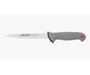 Arcos Série Tests Couleur - Couteau à Poisson/Sole - Lame en Acier Inoxydable NITRUM 7" - Manche en Polypropylène avec Revêtement Élastomère Noir