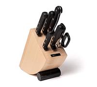 Arcos Séries Universal - Boite Cadeau Jeu de Couteaux 6 pièces (5 Couteau + 1 Ciseaux) - Lame Acier Inoxydable Nitrum - Manche Polyoxyméthylène (Pom) - Bloc Bois de Pin