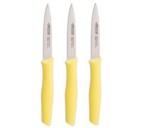 Arcos | Set 3 Couteau D'Office | Couteaux Couteau à éplucher | Couteaux éplucher les pommes de terre | Acier inoxidable NITRUM | Lame 100 mm | Emballage écologique | Couleur jaune