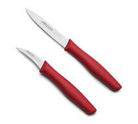 Arcos Set de 2 Couteaux Éplucheurs en Acier Inoxydable avec Manche Ergonomique en Polypropylène. Idéal pour Fruits. Légumes et Tubercules. Série Nova. Couleur Rouge