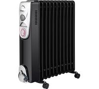 Ardes AR4R11BTE Oillo 11T Radiateur électrique à huile, 11 éléments chauffants, minuterie, 3 puissances, turbo-ventilation, avec roulettes, 2500 W, noir et argenté