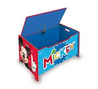 ARDITEX - Banc coffre en bois Mickey Mouse de Disney - 62,5x40x37cm - Couleur rouge et bleu - Idéal pour ranger jouets, vêtements ou objets dans une chambre d’enfant