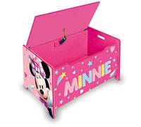 ARDITEX - Banc coffre en bois Minnie Mouse (de Disney) - 62,5x40x37cm - Couleur rose et blanc - Idéal pour ranger jouets, vêtements ou objets dans une chambre d’enfant