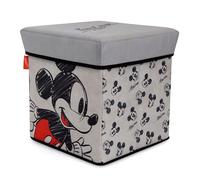 ARDITEX - Cube Pliable pour Enfants Mickey avec Couvercle rembourré et Fonction Assise - Licence Officielle Disney - 30x30x30 cm - Coffre de Rangement Textile Gris et résistant