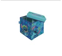 ARDITEX - Cube pliable pour enfants Stitch avec couvercle rembourré et fonction assise - Licence Officielle Disney - 30x30x30 cm - Rangement textile solide et coloré
