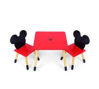 ARDITEX - Ensemble Table et 2 Chaises en Bois pour Enfants Licence Officielle Mickey Mouse - Table 50x50x44 cm/Chaise 26,5x26,5x50 cm - Rouge et Noir - Idéal pour Jouer et Dessiner