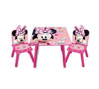 ARDITEX - Ensemble Table et 2 Chaises en Bois pour Enfants Licence Officielle Minnie Mouse - Table 50x50x44 cm/Chaise 26,5x26,5x50 cm - Rose - Idéal pour Jouer, Dessiner et activités manuelles