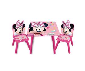 ARDITEX - Ensemble Table et 2 Chaises en Bois pour Enfants Licence Officielle Minnie Mouse - Table 50x50x44 cm/Chaise 26,5x26,5x50 cm - Rose - Idéal pour Jouer, Dessiner et activités manuelles