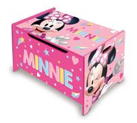 Arditex Coffre à jouets en bois Minnie Mouse – Banc coffre de rangement avec frein
