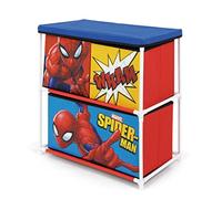 Arditex Meuble de rangement Spiderman Marvel - 3 bacs tissu métal - Rouge pour enfants 53x30x60 cm