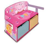 ARDITEX Banc en Bois, Bureau pour Enfant et 2 paniers de Rangement pour Jouets Peppa Pig 60 x 70 x 44 cm, Bleu, Jaune et Rose