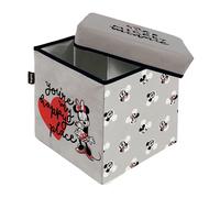 Arditex Cube pliable Mickey et Minnie – Couvercle rembourré, fonction assise, 30x30x30 cm, gris