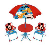 ARDITEX WD16128 Set de Table (50 x 50 x 48 cm), 2 chaises (38 x 32 x 53 cm) et Parasol (diamètre 110 cm) de Disney-Mickey