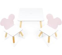 ARDITEX - Ensemble Table et 2 Chaises en Bois pour Enfants Licence Officielle Minnie Mouse - Table 50x50x44 cm/Chaise 26,5x26,5x50 cm - Rose et Blanc - Idéal pour Jouer et Dessiner
