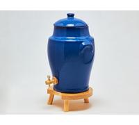 Ardosia Vinaigrier en Grès Bleu 4L Poterie Artisanale Support en Bois pour la Macération à la Maison