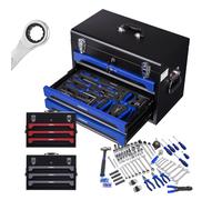 AREBOS 172 pcs. Mallette à outils Boîte à outils Boîte à outils avec 3 tiroirs