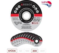 AREBOS 200x 125 mm Disques à tronçonner INOX 1,2 mm 2.200 tr/min EN12413