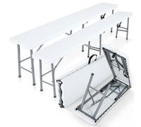 AREBOS 2x Banc de bière Banc pliable 183x28x43 cm, Camping & Jardin, Blanc