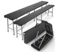 AREBOS 2x Banc de bière Banc pliable 183x28x43 cm, Camping & Jardin, Noir