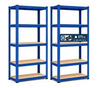 AREBOS 2x Étagère Charge Lourde 875 kg - 5 Tablettes Réglables 180x90x30 cm Établi 2-en-1