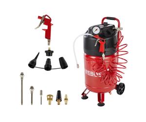 AREBOS 30L compresseur d'air comprimé 1500W, compresseurs, 10 bar, arrêt automatique, tuyau d'air extra long, vertical, sans huile