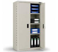 AREBOS Armoire à dossiers | Armoire de Bureau | 140 x 90 x 40 | 2 Portes | avec 3 étagères réglables en Hauteur | avec Serrure à Cylindre | Gris