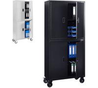AREBOS Armoire de Bureau | Armoire de classement |Armoire de Rangement | 2 étagères réglables en Hauteur | 180x90x40cm | | Noir