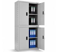 AREBOS Armoire de Bureau en Acier 180×90×40 cm | Meuble de Classement et de Stockage | 2 Étagères Réglables en Hauteur | Armoire à Matériel Robuste | Gris