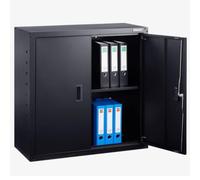 AREBOS Armoire de Bureau en Acier Noir 90x90x40 cm | 1 étagère réglable en Hauteur | Armoire de classement et Rangement Robuste pour Documents et Fournitures