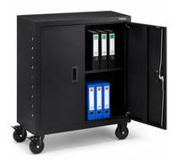 AREBOS Armoire de Bureau en Acier Robuste avec roulettes | 105x40x90 cm | Grande capacité de Rangement avec étagères réglables en Hauteur | Idéal pour Fournitures, dossiers et Archives | Noir