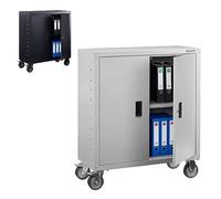 AREBOS Armoire de Bureau en Acier Robuste avec roulettes | 105x40x90 cm | Grande capacité de Rangement avec étagères réglables en Hauteur | Idéal pour Fournitures, dossiers et Archives | Gris