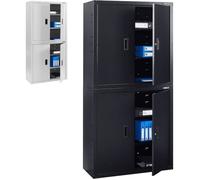 AREBOS Armoire de classement| Armoire de Bureau | Armoire de Rangement | 4 étagères réglables en Hauteur | 180x90x40cm | Noir