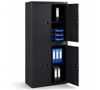 AREBOS Armoire de classement Armoire de Bureau Armoire de Rangement 4 étagères réglables en Hauteur 180x90x40cm Noir