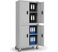 AREBOS Armoire de classement Armoire de Bureau Armoire de Rangement 4 étagères réglables en Hauteur 180x90x40cm Gris
