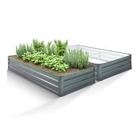 AREBOS Bac à plantes surélevé en métal, set de 2, 180x90x30 cm | Bac à plantes en acier galvanisé | Bac à légumes rectangulaire