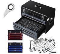 AREBOS Boîte à Outils avec 172 pièces d'outils en Chrome Vanadium | Boîte à Outils équipée avec 3 tiroirs | Anthracite/Noir