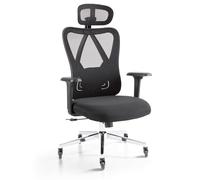 Arebos Chaise de Bureau Ergonomique | Chaise de Bureau avec Appui-tête réglable 3D, accoudoirs 3D, Support Lombaire 2D, Fonction pivotante | Chaise pivotante en Maille | Support Dorsal | Poids 136 kg