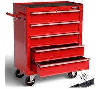 AREBOS Chariot à outils robuste avec 5 tiroirs spacieux, roulettes pivotantes avec freins, plan de travail résistant