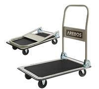 Arebos Chariot à Plate-Forme Chariot de Transport Manuel | Pliable | 150kg | 4 Roues | Polypropylène et Métal