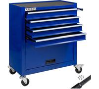 AREBOS Chariot d'atelier bleu, 4 compartiments + grand casier, surface anti-rayures, tapis antidérapant, 2 roulettes