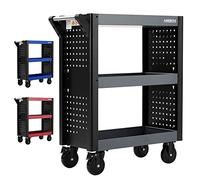 Arebos Chariot de Service 3 Compartiments | Chariot d'atelier | Chariot à Outils | Chariot pour Le Transport et Le Stockage | Chariot à Plateaux Multifonctions | 3 Plateaux
