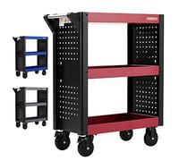 Arebos Chariot de Service Multifonctions | 3 Compartiments | Atelier, Outils, Transport et Stockage | Plateaux Multi-usages