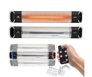 AREBOS Chauffage infrarouge 2000W noir avec télécommande & 2 niveaux de chauffage