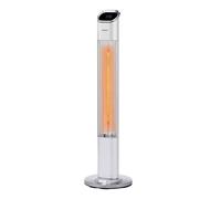 AREBOS Chauffage infrarouge | Radiateur radiant électrique | 2000 W | 2 niveaux | Minuterie 24 heures | télécommande | Argent