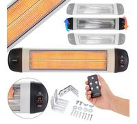 AREBOS Chauffage radiant infrarouge 2500 W | Radiateur terrasse | télécommande | 3 réglages de chaleur | inclination 90° | argenté