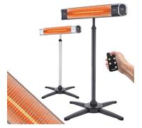 AREBOS Chauffage radiant infrarouge | Radiateur électrique | 2000 W | inclinaison 60° | intérieur et extérieur | noir