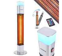 AREBOS Chauffage radiant sur pied 1500W avec lumière LED & télécommande, argenté