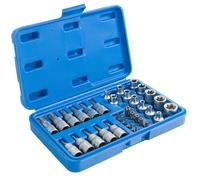 AREBOS Clés à Douille Torx | 34 Pcs | avec Écrous | Acier et Chrome Vanadium |Profil E et Profil T embouts de sécurité avec Coffret