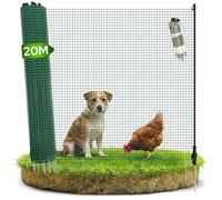 Arebos Clôture mobile 20 m | Filet de clôture 90 cm de hauteur avec 15 poteaux | Clôture de jardin flexible pour chiens, poules & petits animaux | Résistante aux intempéries